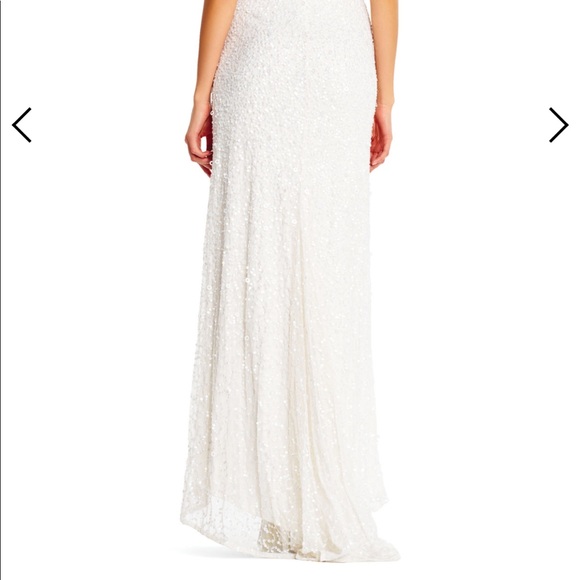 Adrianna Papell Scoop Back Sequin Gown- Ivory - Picture 5 of 16